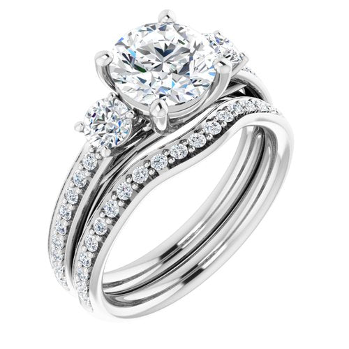 14K White Round Engagement Ring