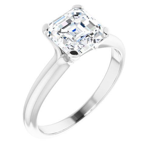 14K White Asscher Engagement Ring