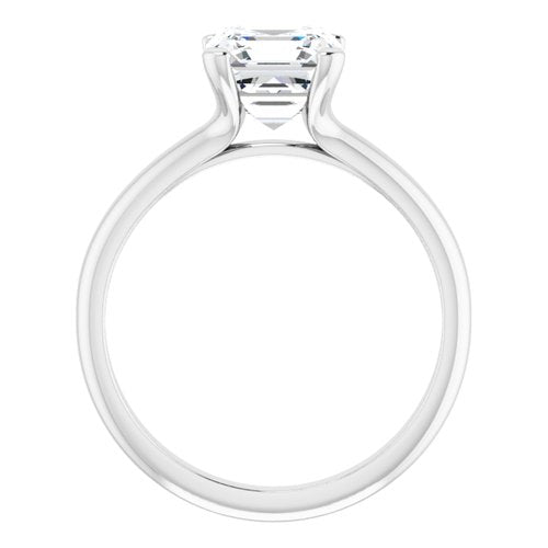 14K White Asscher Engagement Ring