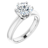 14K White Round Engagement Ring