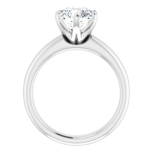 14K White Round Engagement Ring