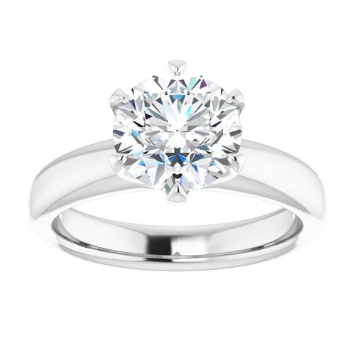 14K White Round Engagement Ring