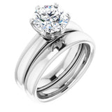 14K White Round Engagement Ring