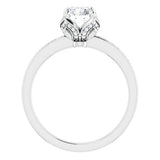 14K White Round Engagement Ring