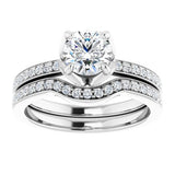 14K White Round Engagement Ring