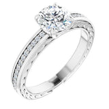 14K White Round Engagement Ring