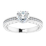 14K White Round Engagement Ring