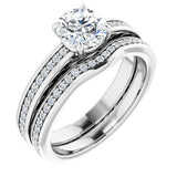 14K White Round Engagement Ring