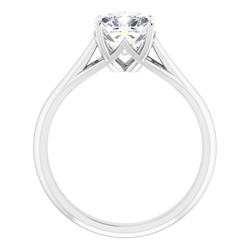 14K White Cushion Engagement Ring