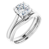 14K White Cushion Engagement Ring