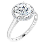 14K White Round Engagement Ring