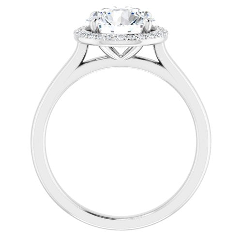 14K White Round Engagement Ring