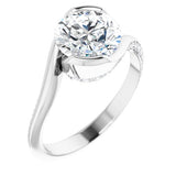 14K White Round Engagement Ring