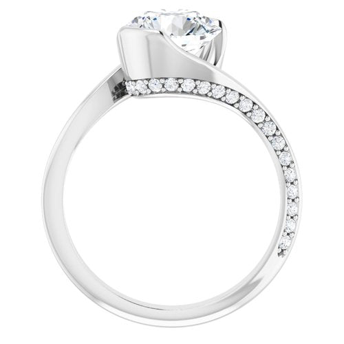 14K White Round Engagement Ring