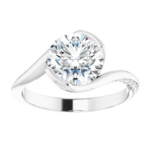 14K White Round Engagement Ring