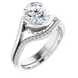 14K White Round Engagement Ring