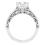 14K White Square Engagement Ring