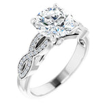 14K White Round  Engagement Ring