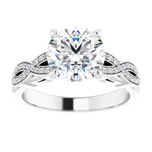 14K White Round  Engagement Ring