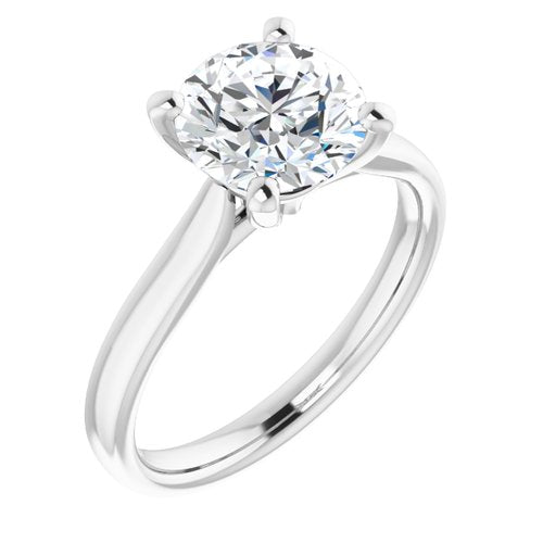 14K White Round Engagement Ring