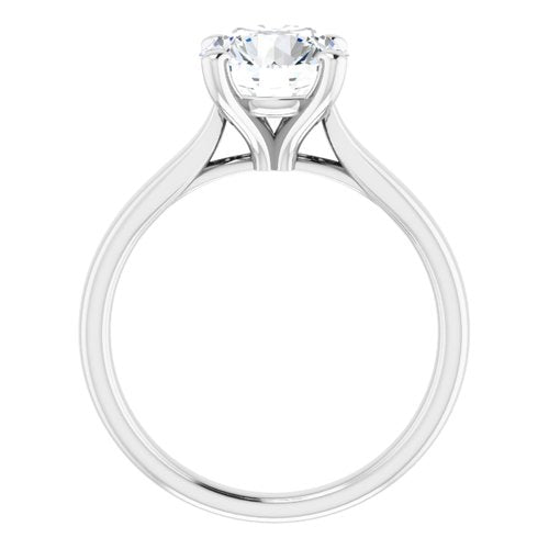 14K White Round Engagement Ring