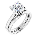 14K White Round Engagement Ring