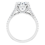 14K White Oval Engagement Ring