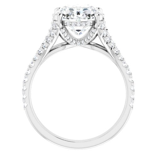 14K White Oval Engagement Ring