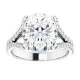 14K White Oval Engagement Ring