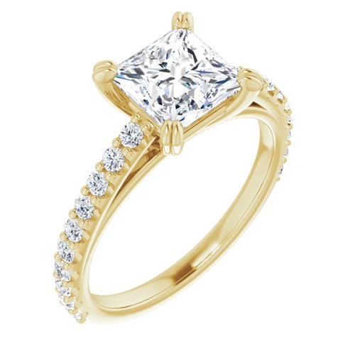 14K Yellow Square Engagement Ring