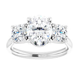 14K White Oval Engagement Ring