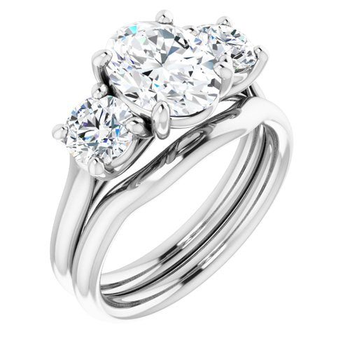 14K White Oval Engagement Ring