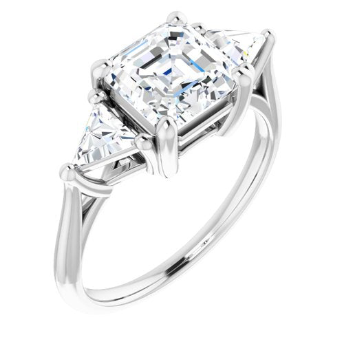 14K White Asscher Engagement Ring