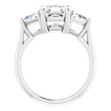 14K White Asscher Engagement Ring