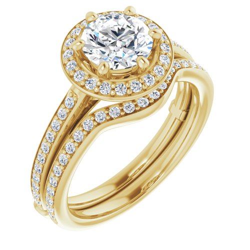 14K Yellow Round Engagement Ring