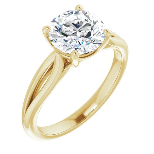 14K Yellow Round Engagement Ring