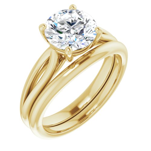 14K Yellow Round Engagement Ring