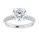 14K White Round Engagement Ring