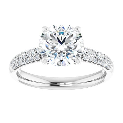 14K White Round Engagement Ring