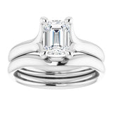 14k White Emerald Cut Engagement Ring