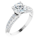 14K White Round Engagement Ring