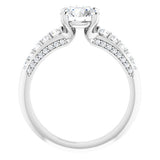 14K White Round Engagement Ring