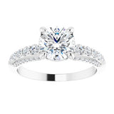 14K White Round Engagement Ring