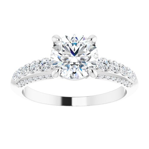 14K White Round Engagement Ring