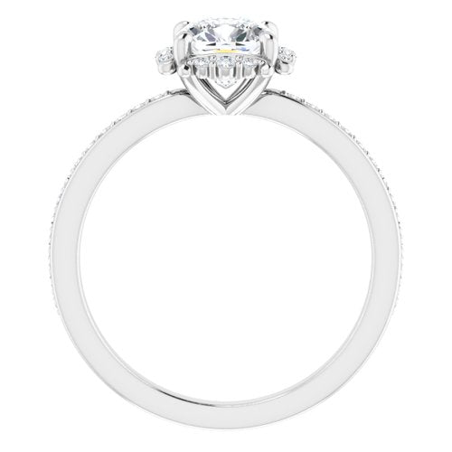 14K White Cushion Accented Halo-Style Engagement Ring