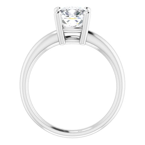 14K White Cushion Engagement Ring