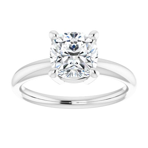 14K White Cushion Engagement Ring