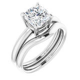 14K White Cushion Engagement Ring