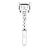 14k White Emerald Cut Engagement Ring