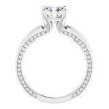 14K White Cushion Engagement Ring